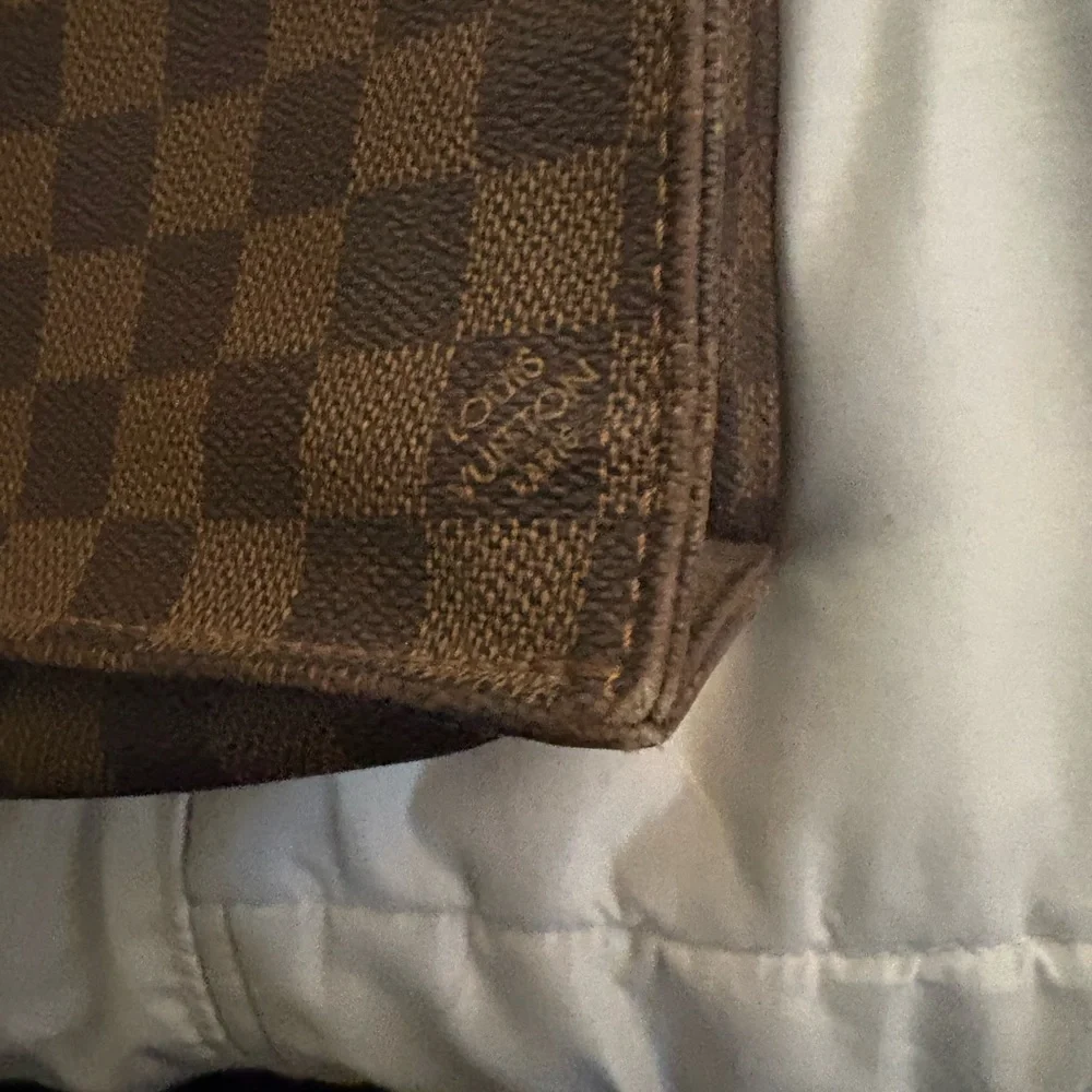 Authentic Louis Vuitton Brown Damier Canvas Tote with Dark Brown Handles